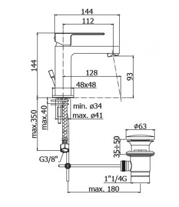 Miscelatore gruppo lavabo PAFFONI EL075CR serie ELLE-EFFE