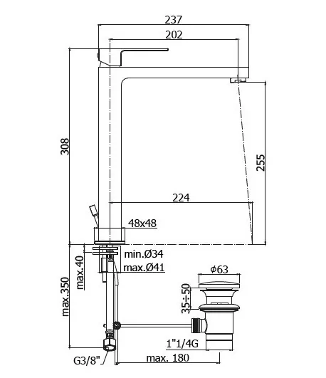 Miscelatore gruppo lavabo PAFFONI EL085CR serie ELLE-EFFE