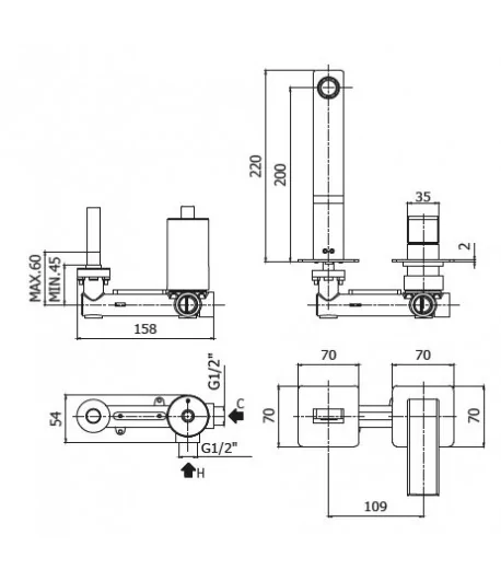 Miscelatore gruppo lavabo PAFFONI EL105CR70 serie ELLE-EFFE