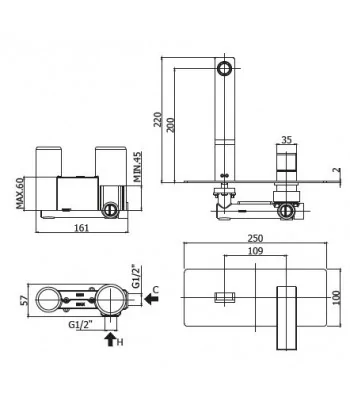 Miscelatore gruppo lavabo PAFFONI EL105CR serie ELLE-EFFE