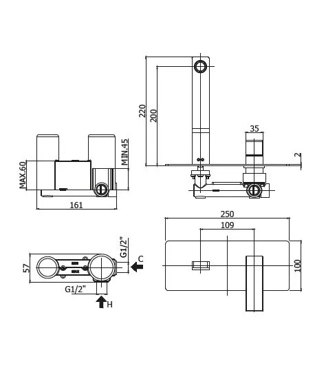 Miscelatore gruppo lavabo PAFFONI EL105CR serie ELLE-EFFE