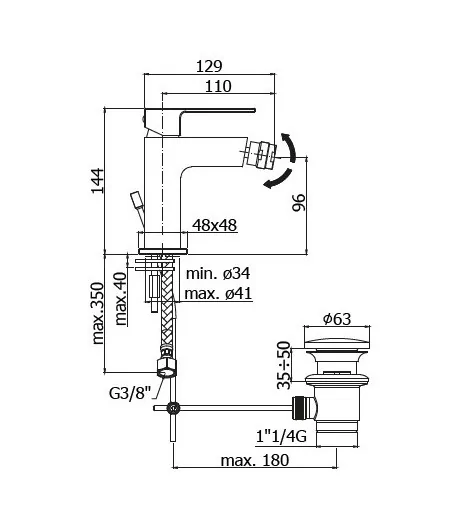 Miscelatore gruppo bidet PAFFONI EL135CR serie ELLE-EFFE