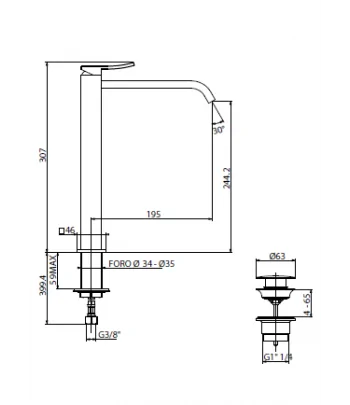 Miscelatore gruppo lavabo GATTONI 8848/88C0 serie ELY