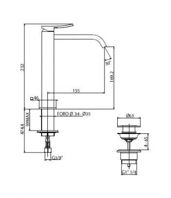 Miscelatore gruppo lavabo GATTONI 8846/88C0 serie ELY