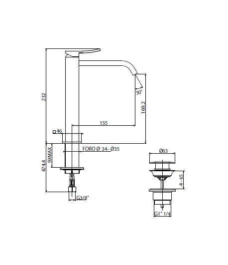 Miscelatore gruppo lavabo GATTONI 8846/88C0 serie ELY