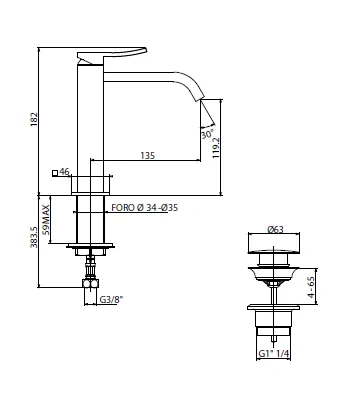 Miscelatore gruppo lavabo GATTONI 8844/88C0 serie ELY