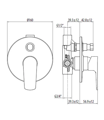 Miscelatore gruppo doccia GATTONI 3034/30C0.CH serie H2OMIX3000