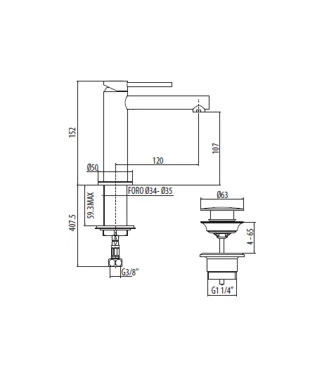 Miscelatore gruppo lavabo GATTONI 9042/90C0 serie CIRCLE ONE