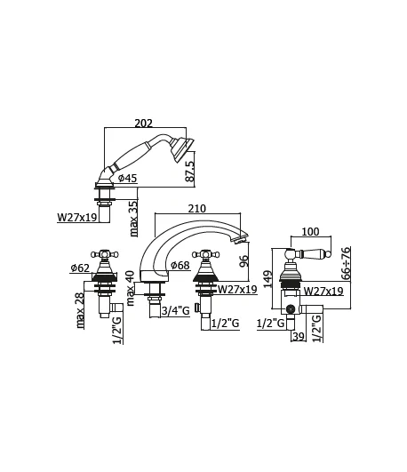 Batteria gruppo vasca PAFFONI FBLV040CR serie BELINDA MELISSA