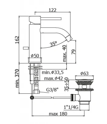 Miscelatore gruppo lavabo PAFFONI LIG075CR serie LIGHT