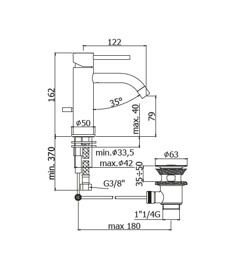 Miscelatore gruppo lavabo PAFFONI LIG075CR serie LIGHT