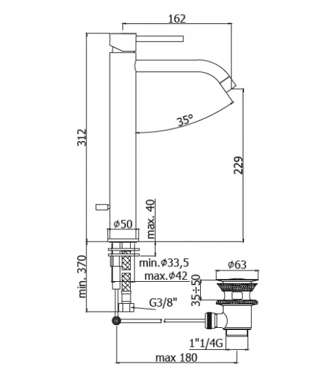 Miscelatore gruppo lavabo PAFFONI LIG081KCR serie LIGHT