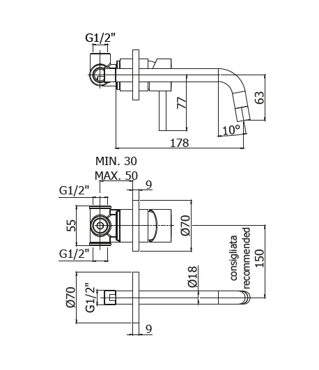 Miscelatore gruppo lavabo PAFFONI LIG006CR70 LIGHT