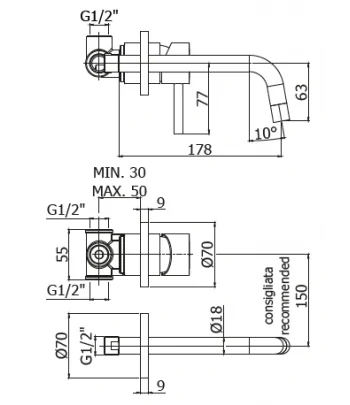 Miscelatore gruppo lavabo PAFFONI LIG007CR70 LIGHT