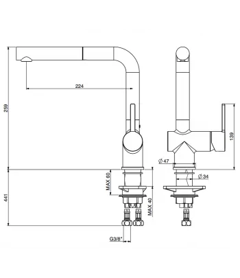Miscelatore lavello GATTONI 4072/PCC0 serie MODERN