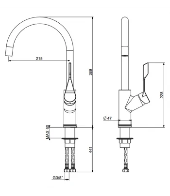 Monocomando lavello GATTONI 0605/PCC0 serie TEK