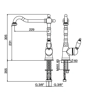 Monocomando lavello GATTONI 6013565C0 serie RETRO