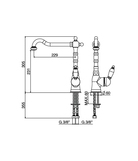 Monocomando lavello GATTONI 6013565C0 serie RETRO