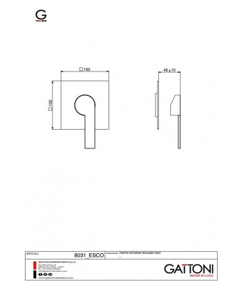 .Parte esterna 8031ESCC0 miscelatore incasso doccia serie COLOR GATTONI
