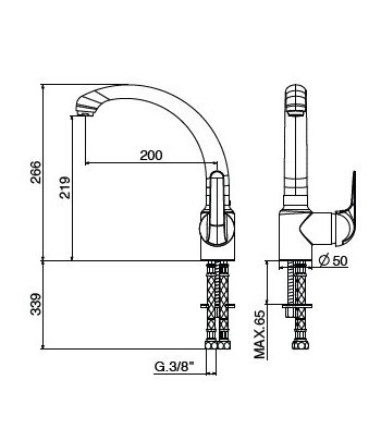 .Miscelatore lavello 6013065C0 serie H2OMIX6000 GATTONI