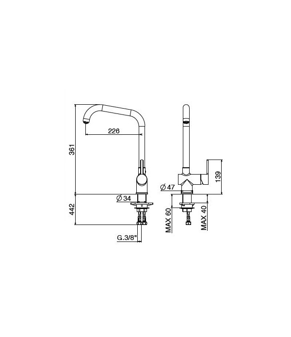 .Miscelatore lavello 4068/PCC0 serie MODERN GATTONI