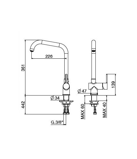 .Miscelatore lavello 4068/PCC0 serie MODERN GATTONI