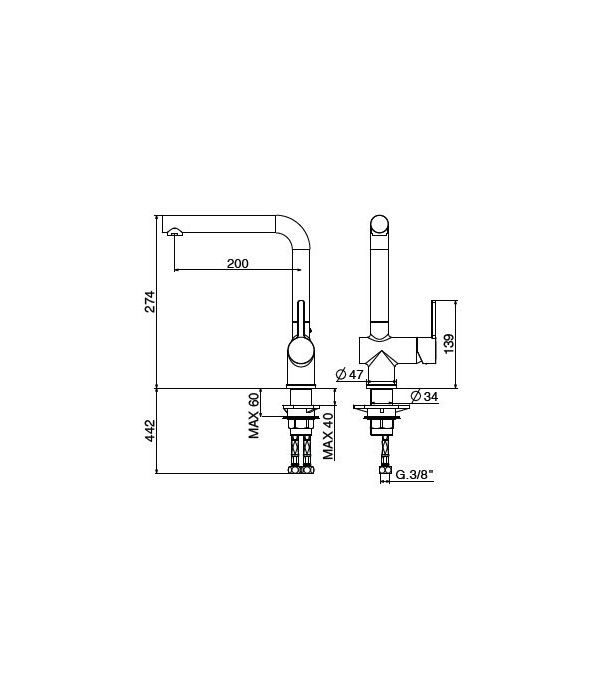 .Miscelatore lavello 4069/PCC0 serie MODERN GATTONI