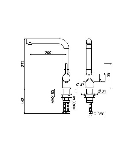 .Miscelatore lavello 4069/PCC0 serie MODERN GATTONI