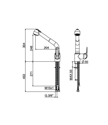.Miscelatore lavello 6014065C0 serie H2OMIX6000 GATTONI