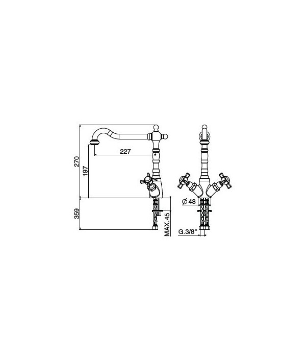 .Miscelatore lavello 5724/RCC0 serie RETRO GATTONI