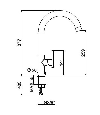 .Miscelatore lavello 0700/PCC0 serie LINEA 34 GATTONI