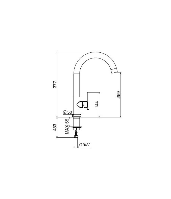 .Miscelatore lavello 0700/PCC0 serie LINEA 34 GATTONI