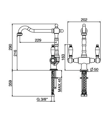 .Miscelatore lavello 5690/REC0 serie RETRO GATTONI