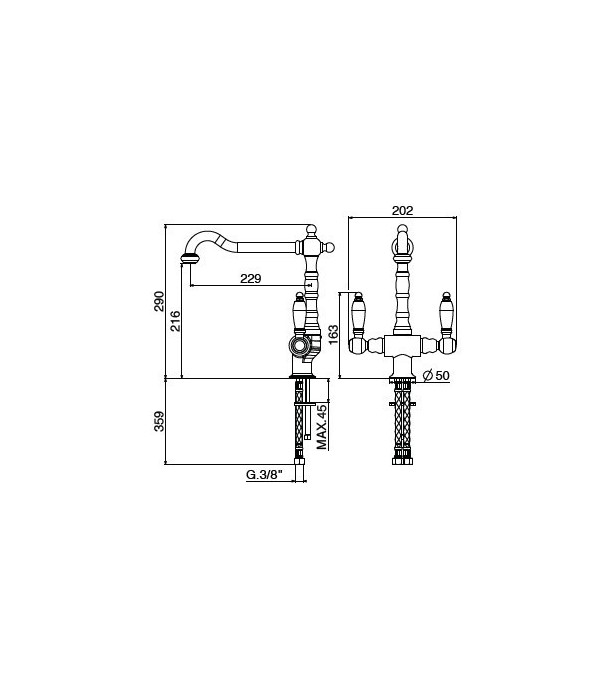 .Miscelatore lavello 5690/REC0 serie RETRO GATTONI