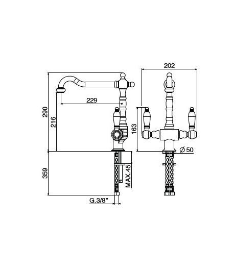 .Miscelatore lavello 5690/REC0 serie RETRO GATTONI