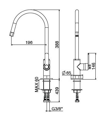 .Miscelatore lavello C820/PCC0 serie MECH GATTONI