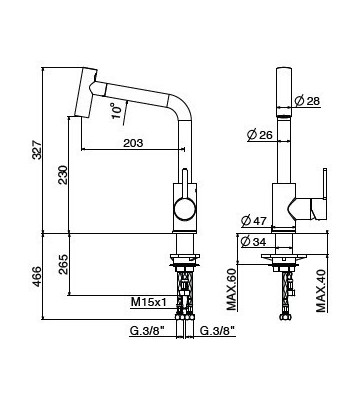 .Miscelatore lavello 4075/PCC0 serie MODERN GATTONI