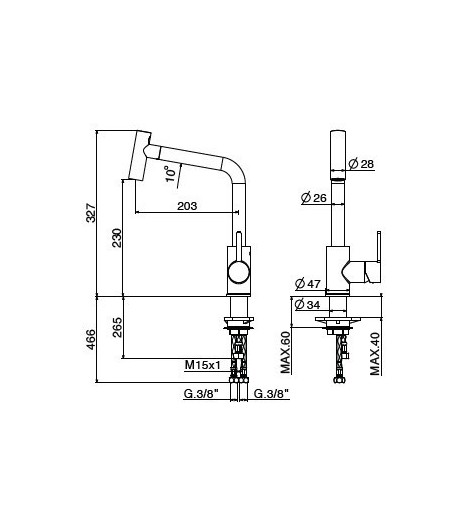 .Miscelatore lavello 4075/PCC0 serie MODERN GATTONI
