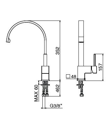 .Miscelatore lavello 4466/44C0 serie SQUARE GATTONI