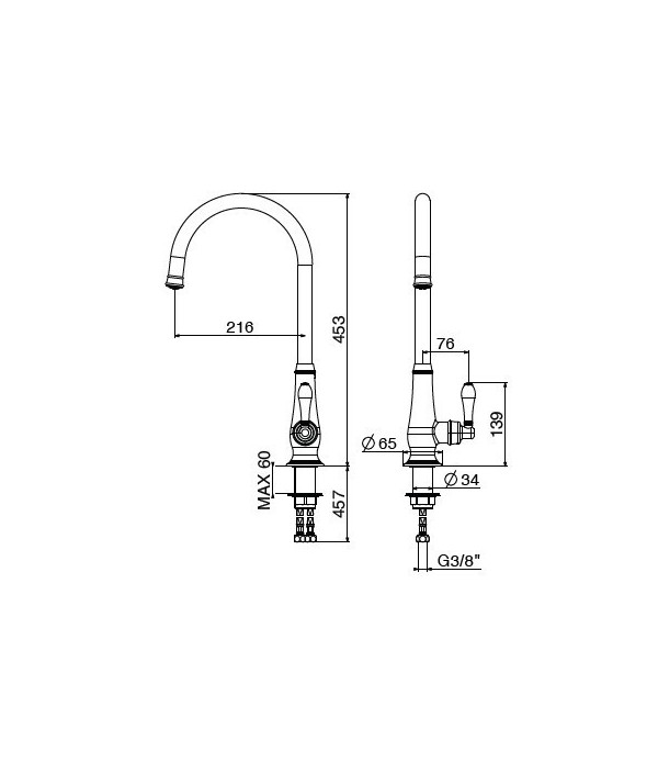 .Miscelatore lavello C920/PCC0 serie BAROK GATTONI