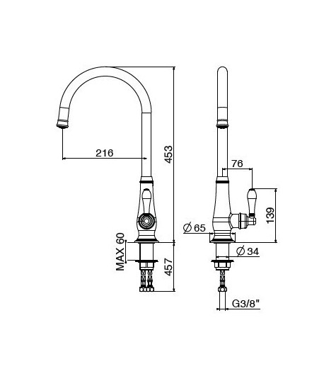 .Miscelatore lavello C920/PCC0 serie BAROK GATTONI