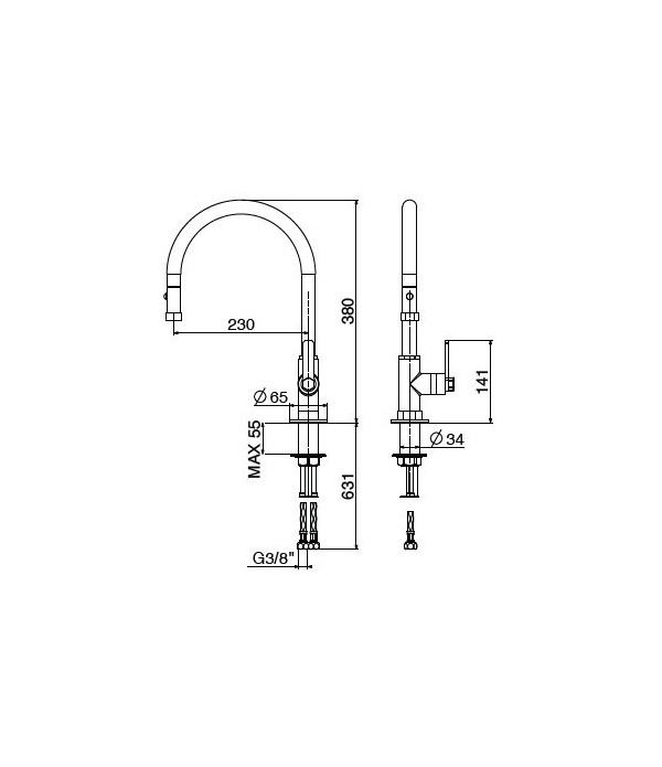 Miscelatore lavello C805/PCC0 serie MECH GATTONI.Miscelatore lavello C805/PCC0 serie MECH GATTONI