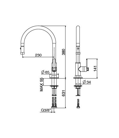 Miscelatore lavello C805/PCC0 serie MECH GATTONI.Miscelatore lavello C805/PCC0 serie MECH GATTONI