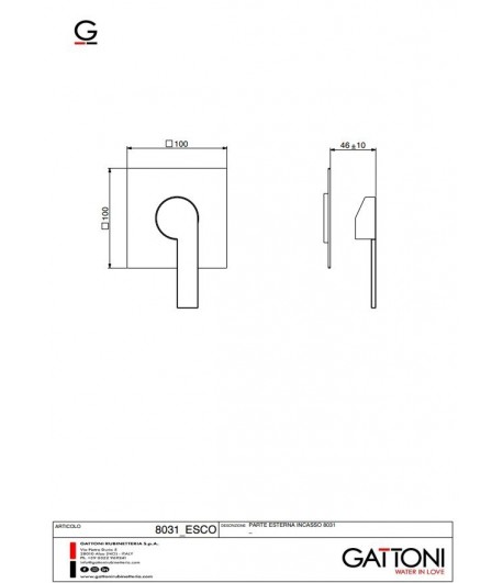 .Parte esterna 8031ESCC0 miscelatore incasso doccia serie COLOR GATTONI