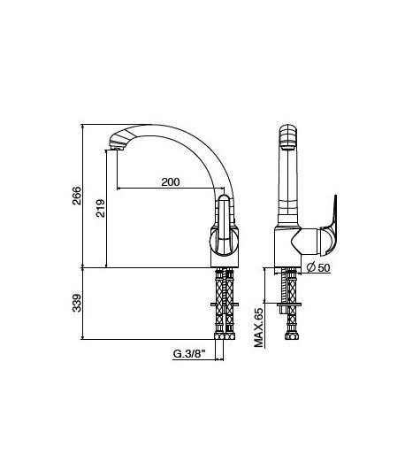 .Miscelatore lavello 6013065C0 serie H2OMIX6000 GATTONI