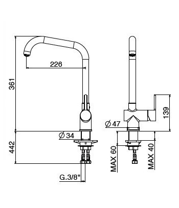 .Miscelatore lavello 4068/PCC0 serie MODERN GATTONI