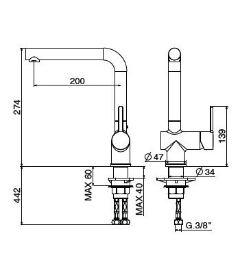 .Miscelatore lavello 4069/PCC0 serie MODERN GATTONI