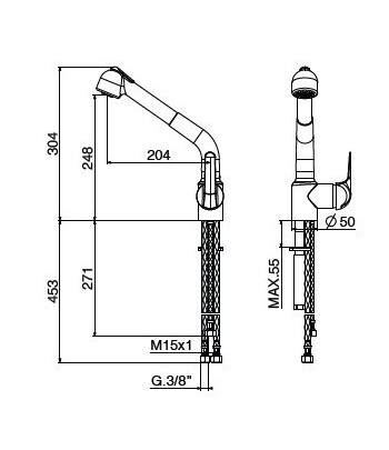 .Miscelatore lavello 6014065C0 serie H2OMIX6000 GATTONI