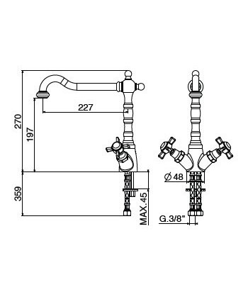 .Miscelatore lavello 5724/RCC0 serie RETRO GATTONI