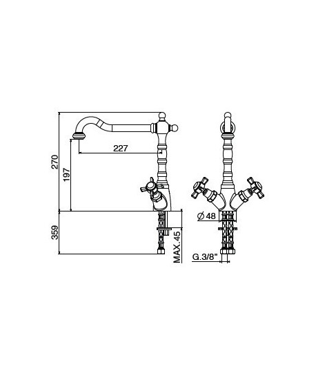 .Miscelatore lavello 5724/RCC0 serie RETRO GATTONI